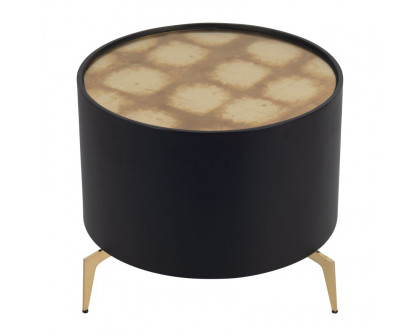 Sagebrook Wood Gold Leaf Top Side Table - Black/Gold