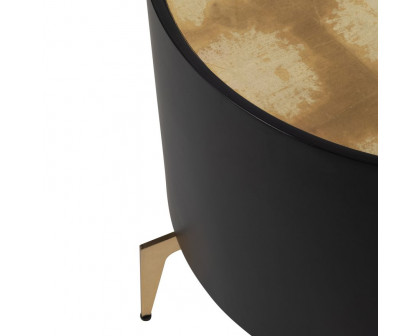 Sagebrook Wood Gold Leaf Top Side Table - Black/Gold