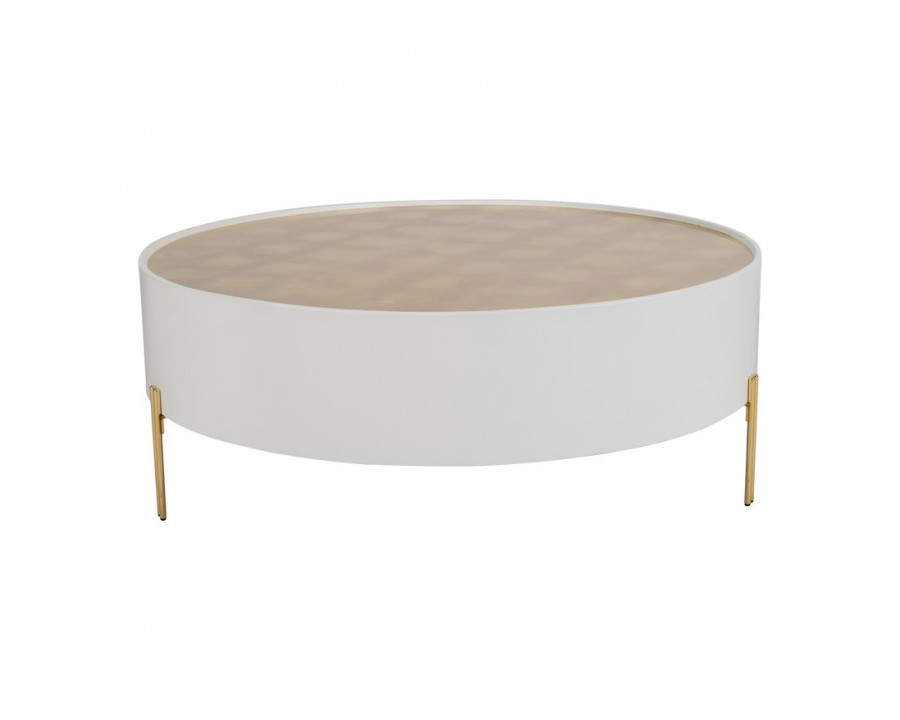 Sagebrook Wood Gold Leaf Top Coffee Table - White/Gold