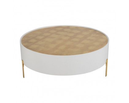 Sagebrook Wood Gold Leaf Top Coffee Table - White/Gold