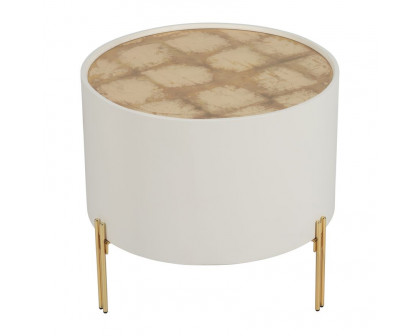 Sagebrook Wood Gold Leaf Top Side Table - White/Gold