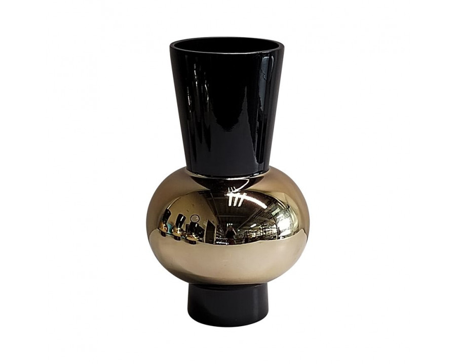 Sagebrook 10" Glass Totem Vase - Black/Gold