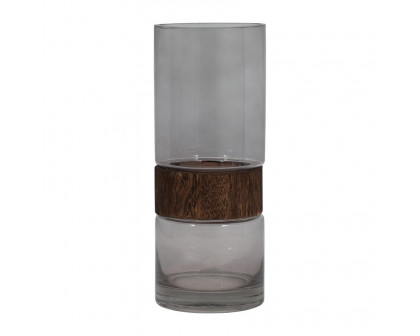 Sagebrook 10" Glass Cylinder Vase With Wood Band