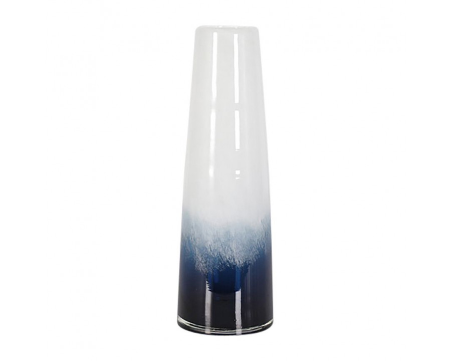 Sagebrook 15" Glass Blue Waters Vase - Blue/White