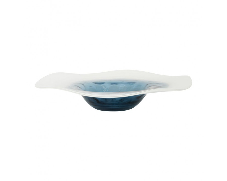 Sagebrook - 12" Glass Blue Waters Bowl in Blue/White