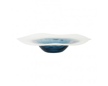 Sagebrook - 12" Glass Blue Waters Bowl in Blue/White