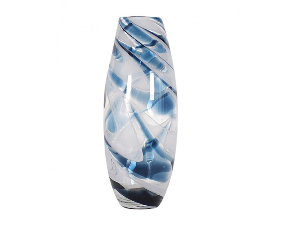 Sagebrook 17" Glass Swirl Vase - Blue