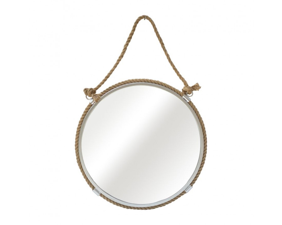 Sagebrook Metal Mirror With Rope - Silver/Natural