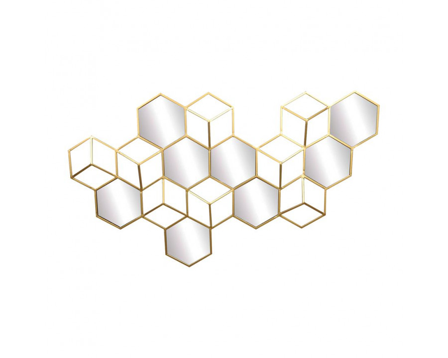 Sagebrook - Metal Geo Wall Decor With Mirrors in Gold