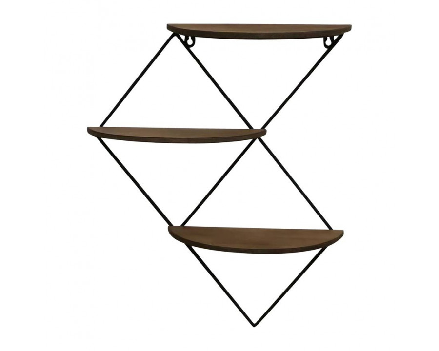 Sagebrook - Metal/Wood 3-Tier Diamond Wall Shelf in Brown/Black