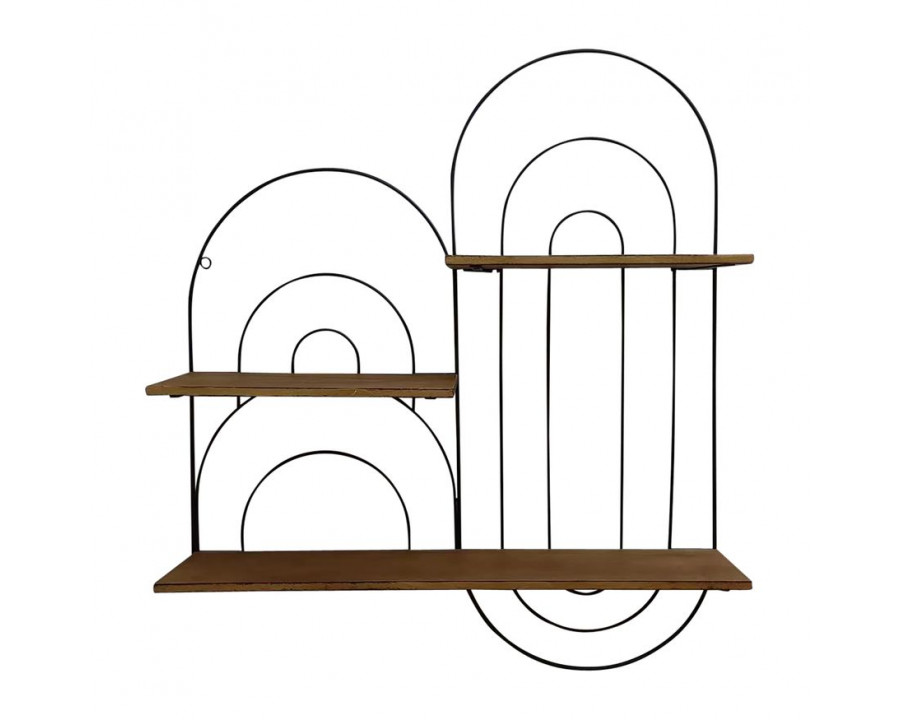 Sagebrook - Metal/Wood Arches Wall Shelf in Natural/Black