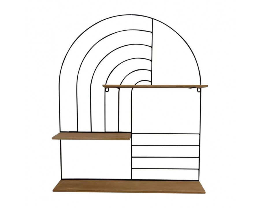 Sagebrook - Metal/Wood Arch Wall Shelf in Natural/Black