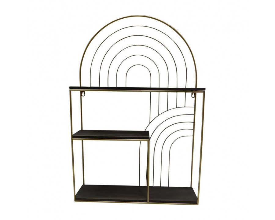 Sagebrook Metal/Wood Arches Wall Shelf - Gray/Gold