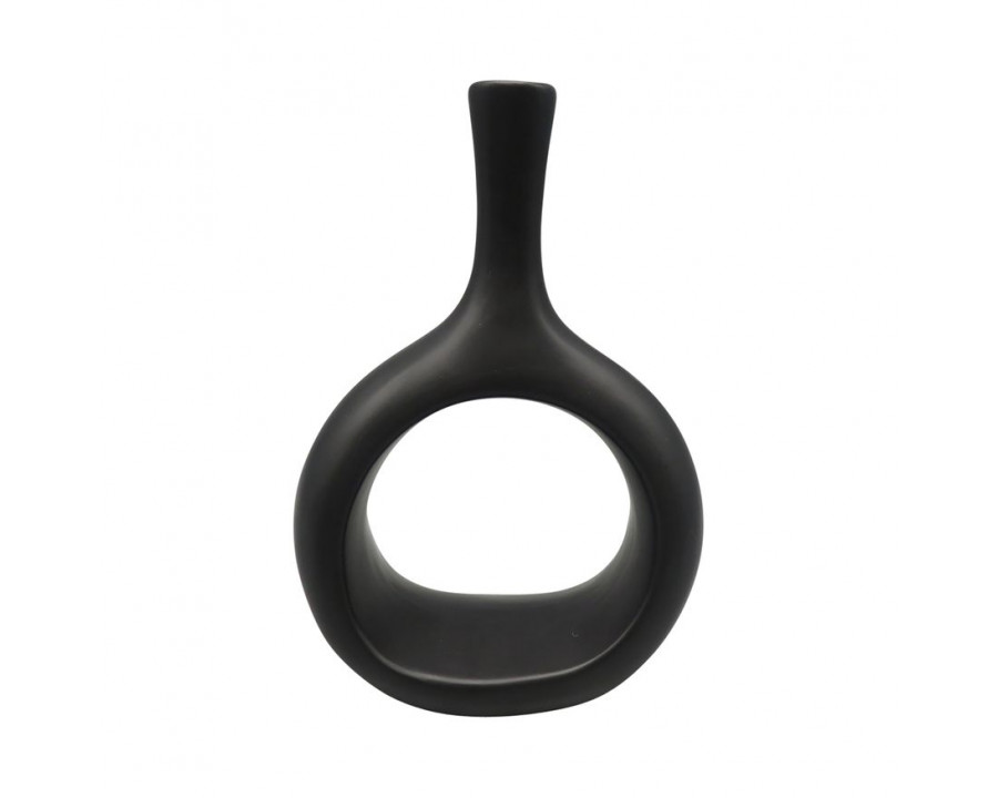 Sagebrook 9" Ceramic Curved Open Cut Out Vase - Black