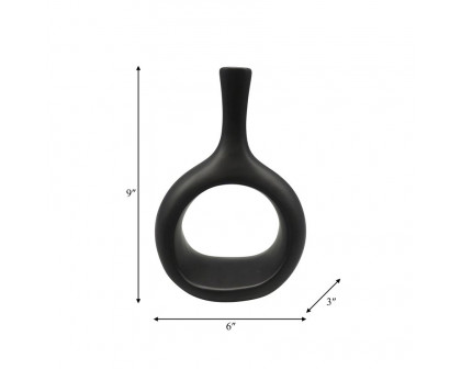 Sagebrook 9" Ceramic Curved Open Cut Out Vase - Black