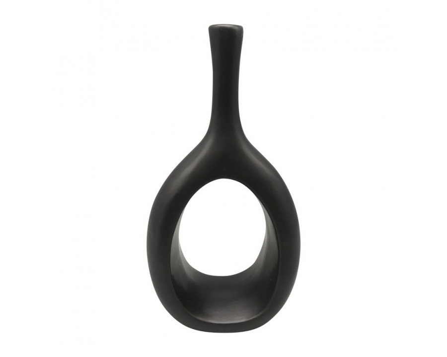 Sagebrook 12" Ceramic Curved Open Cut Out Vase - Black