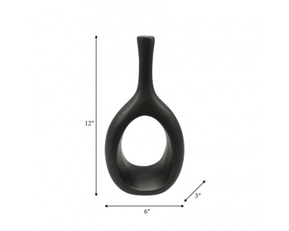 Sagebrook 12" Ceramic Curved Open Cut Out Vase - Black