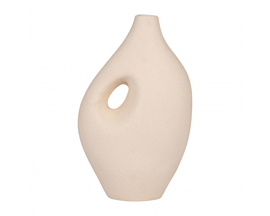 Sagebrook - 12" Ceramic Nomadic Handle Vase in Ivory