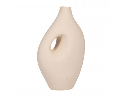 Sagebrook - 12" Ceramic Nomadic Handle Vase in Ivory