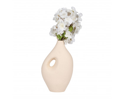 Sagebrook - 12" Ceramic Nomadic Handle Vase in Ivory