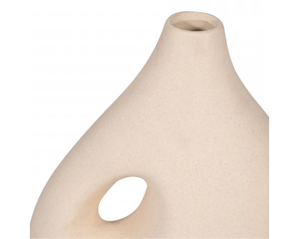 Sagebrook - 12" Ceramic Nomadic Handle Vase in Ivory