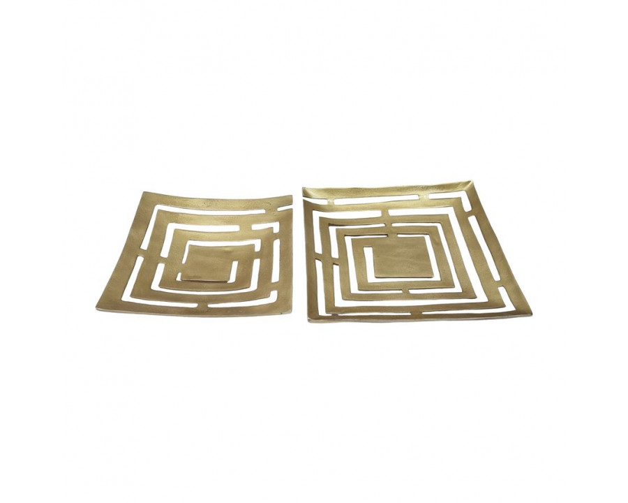 Sagebrook 14"/17" Metal Cut-out Plates (Set Of 2) - Gold