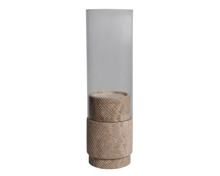 Sagebrook 10" Marble Hurricane Holder - Beige