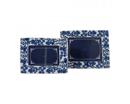 Sagebrook 4"x6" Ceramic Hibiscus Chinoiserie Photo Frame - Blue/White