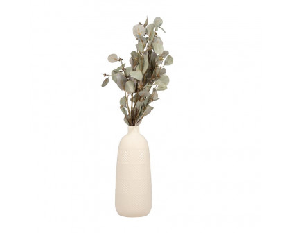 Sagebrook 14" Ceramic Textured Lines Vase - Cotton