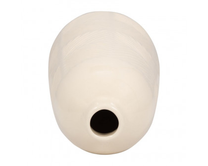 Sagebrook 14" Ceramic Textured Lines Vase - Cotton