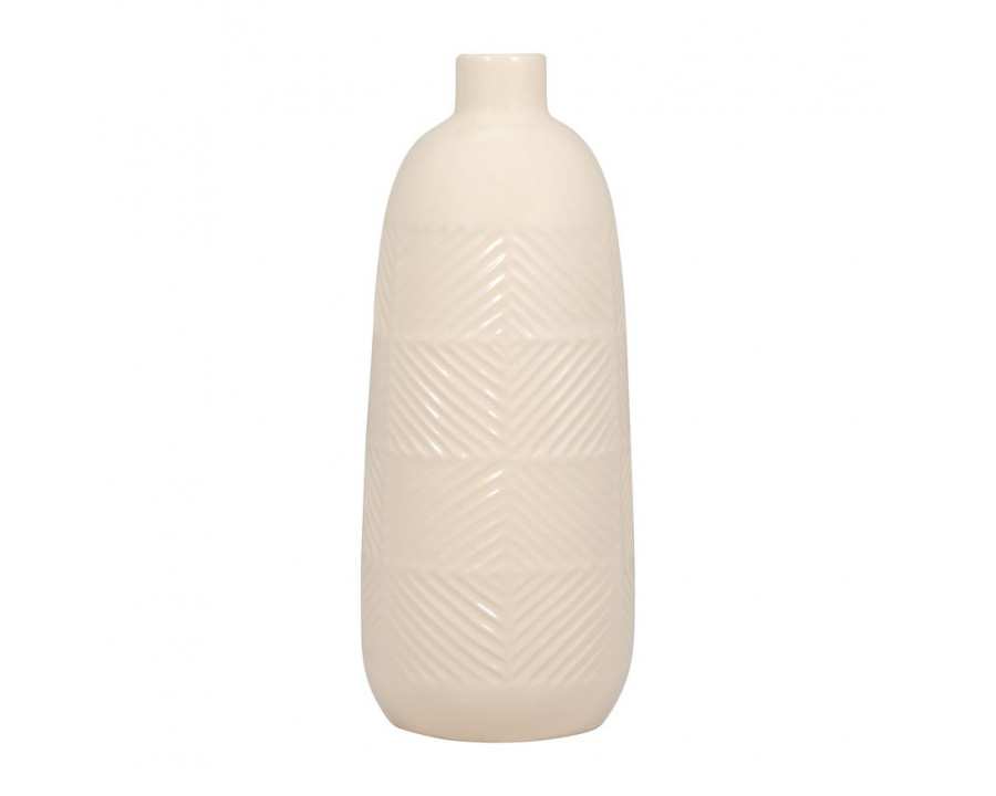 Sagebrook 16" Ceramic Textured Lines Vase - Cotton