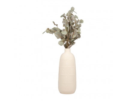 Sagebrook 16" Ceramic Textured Lines Vase - Cotton