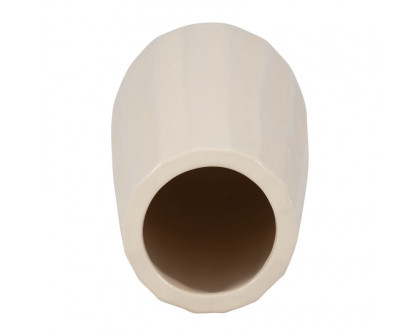 Sagebrook 12" Ceramic Etched Lines Cylinder Vase - Cotton