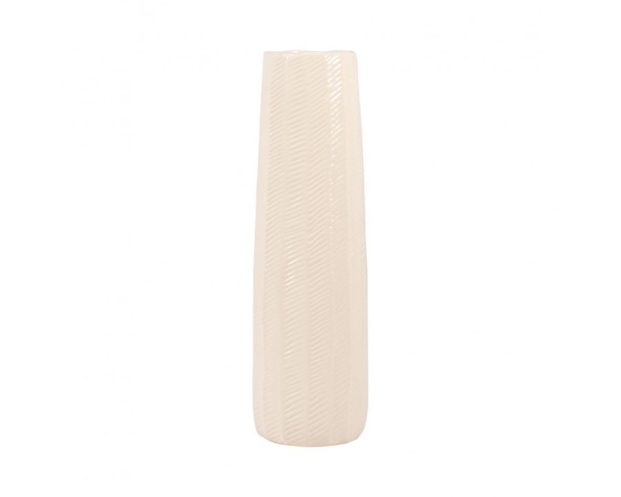 Sagebrook 16" Ceramic Etched Lines Cylinder Vase - Cotton