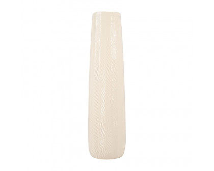 Sagebrook 24" Ceramic Etched Lines Cylinder Vase - Cotton