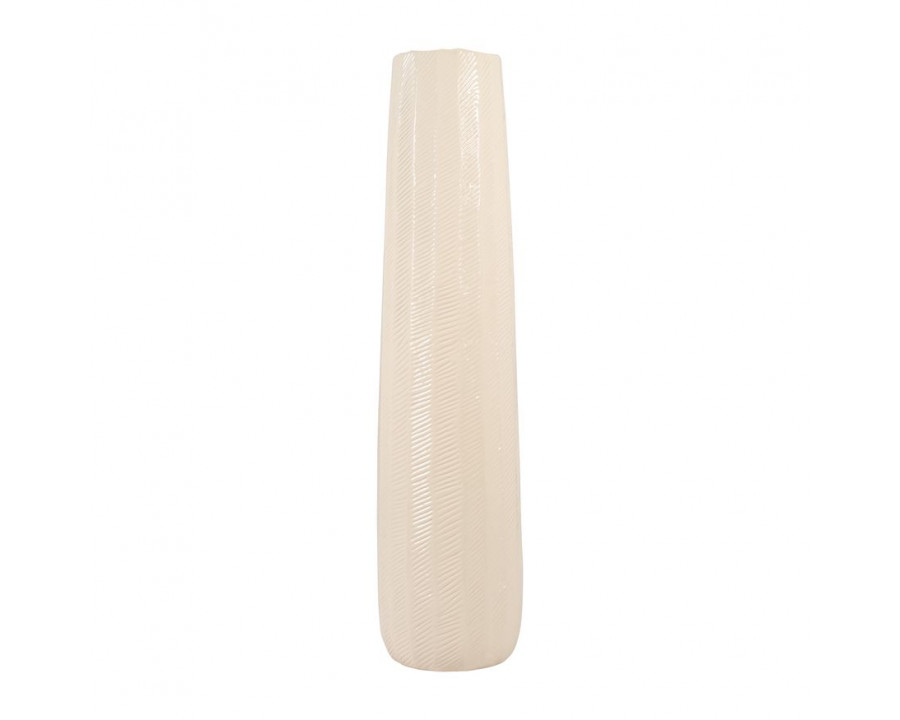 Sagebrook 28" Ceramic Etched Lines Cylinder Vase - Cotton