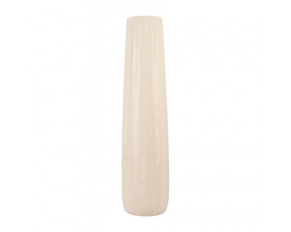 Sagebrook 28" Ceramic Etched Lines Cylinder Vase - Cotton