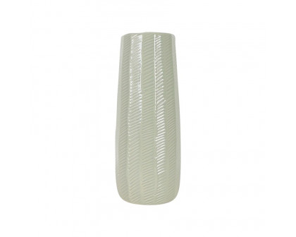 Sagebrook 12" Ceramic Etched Lines Cylinder Vase