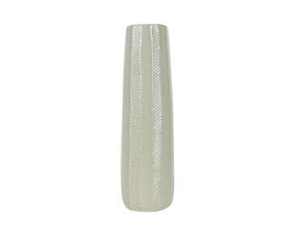 Sagebrook 12" Ceramic Etched Lines Cylinder Vase