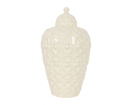 Sagebrook 12" Ceramic Chain Texture Jar