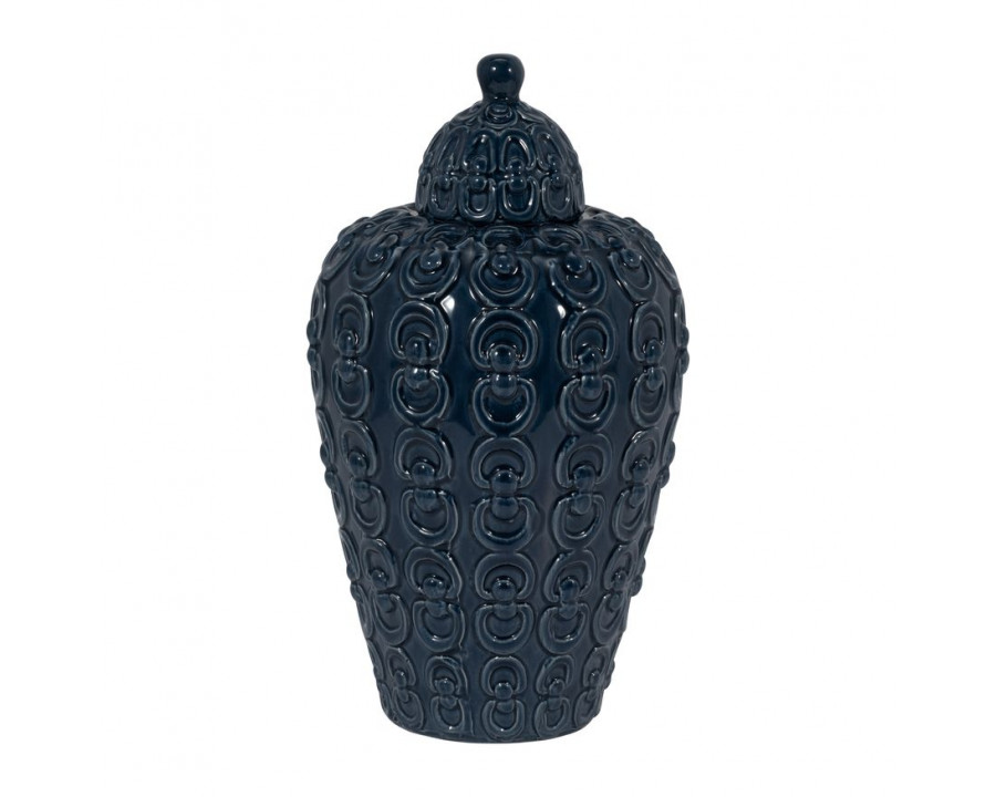 Sagebrook 12" Ceramic Chain Texture Jar