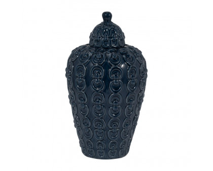 Sagebrook 12" Ceramic Chain Texture Jar