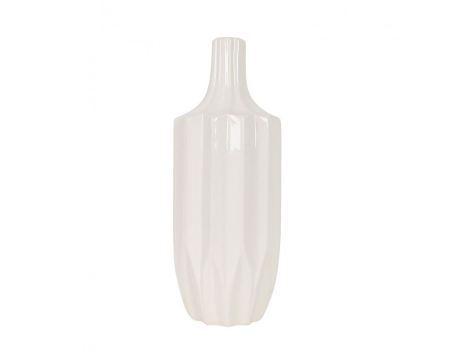 Sagebrook 13" Ceramic Fluted Vase - White