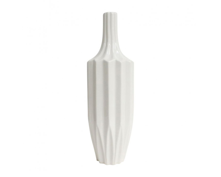 Sagebrook 16" Ceramic Fluted Vase - White