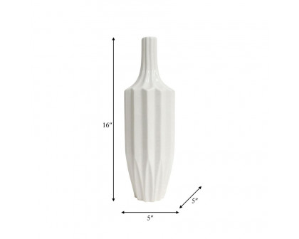 Sagebrook 16" Ceramic Fluted Vase - White