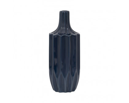 Sagebrook 13" Ceramic Fluted Vase - Navy