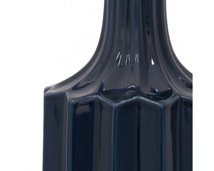 Sagebrook 13" Ceramic Fluted Vase - Navy