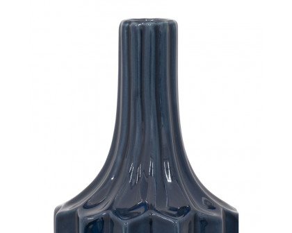 Sagebrook 16" Ceramic Fluted Vase - Navy