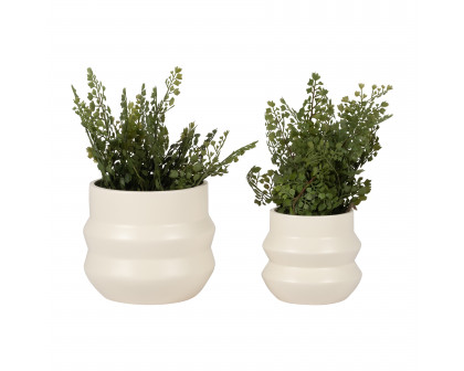 Sagebrook 6"/8" Ceramic Accordion Planter (Set Of 2) - Cotton