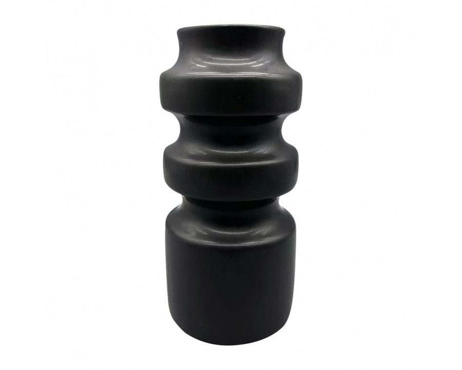 Sagebrook 9" Ceramic Tiered Vase - Black